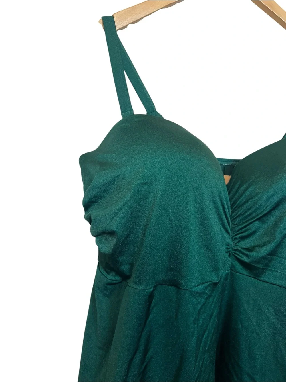 Swim by Cacique NWT Emerald Green 42DDD Lightly Lined Bandeau Tankini Top